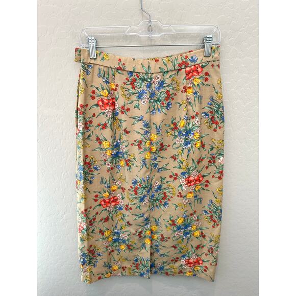 KORET | Vintage Tan Floral Midi Skirt Made in USA | Size 4 - Picture 4 of 5